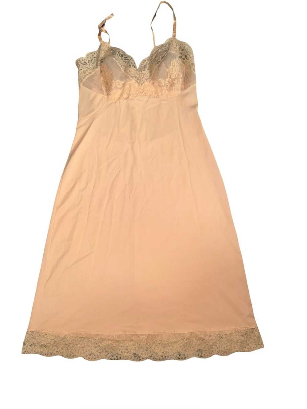 VTG Vassarette 1940s Peach Nylon Midi Slip Dress made in USA size 32 fits a smal